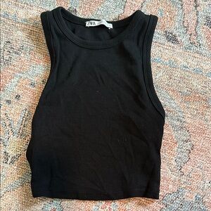 Zara Black Fitted Sleeveless Tank Top